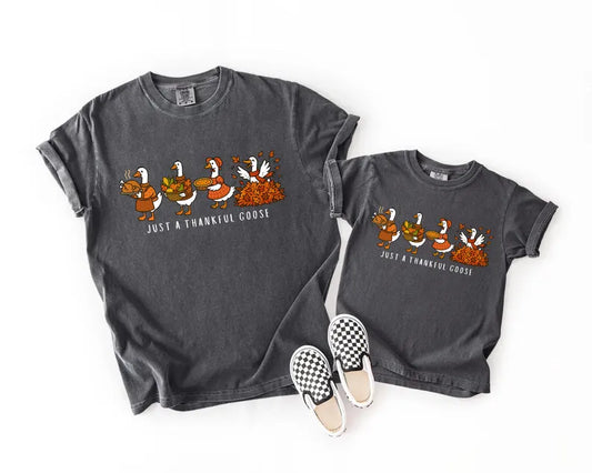 Minimalist "Silly Goose" Thanksgiving Comfort Colors® Tee – Aesthetic Fall Graphic Shirt - Teezioo