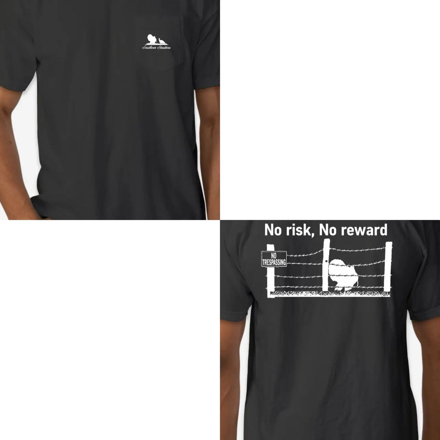 "No Risk No Reward" Wild Turkey Hunting T-Shirt – Vintage Strutting Turkey Graphic Tee, Premium 100% Cotton Hunter Gift, Made in USA - Teezioo