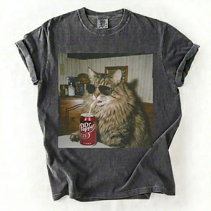 Cat Breeds Drinking Soda Graphic T-Shirt