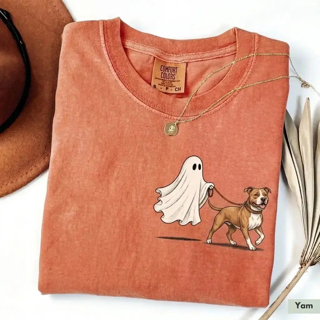 Custom Ghost Walking Dog Comfort Colors Shirt – Cute Halloween Pet Tee