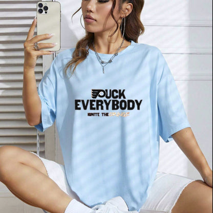 "Puck Everybody" Funny Hockey T-Shirt – Sarcastic Sports Graphic Tee, Unisex Cotton Shirt - Teezioo