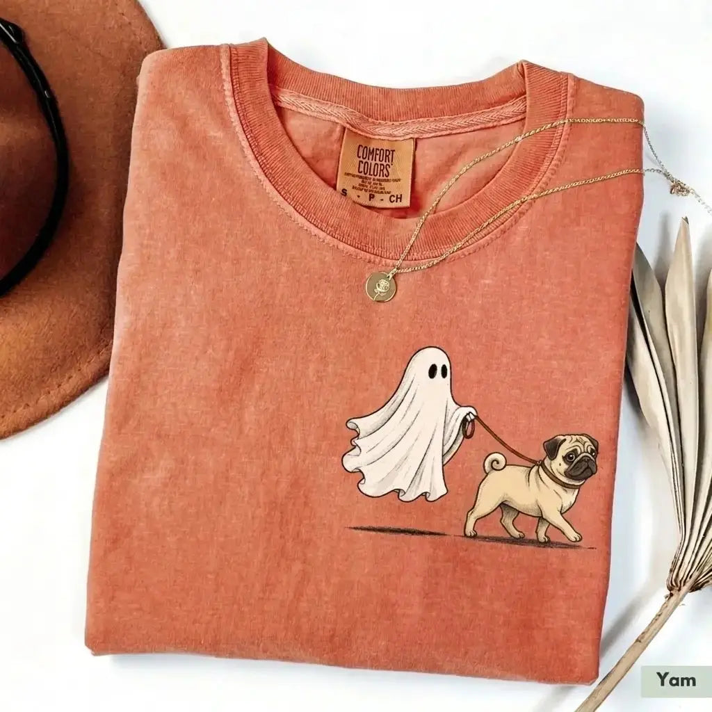 Custom Ghost Walking Dog Comfort Colors Shirt – Cute Halloween Pet Tee