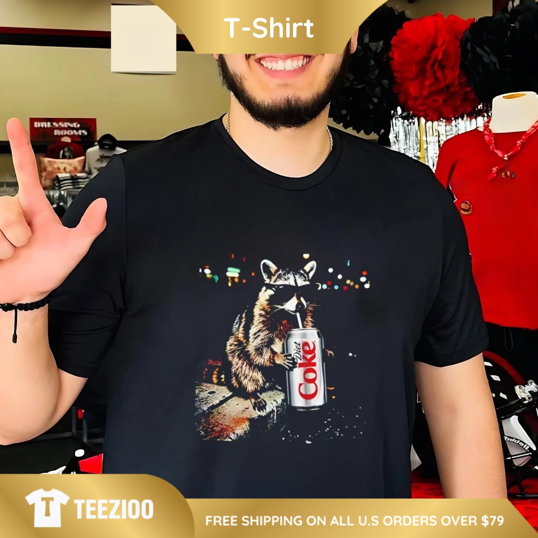 Raccoon Soda Lover Shirt – "Diet Coke" Trash Panda Graphic Tee - Teezioo