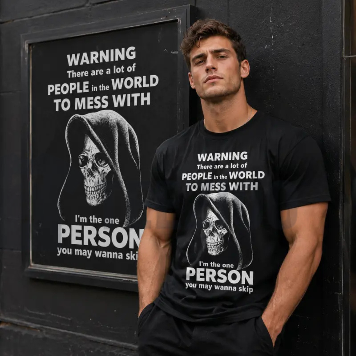 Sarcastic Grim Reaper Graphic Top – High Contrast Skull Dark Humor Apparel - Teezioo