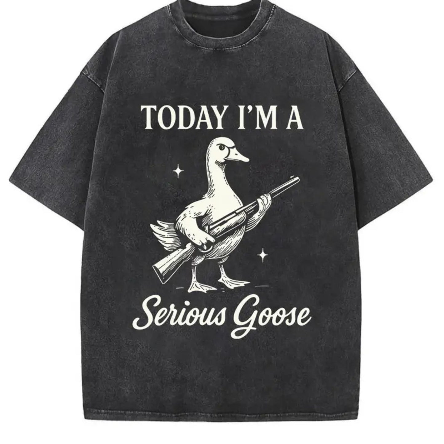 Serious Goose Graphic T-Shirt – Quirky Animal Art & Funny Slogan Tee, Premium Washed Cotton Standout Casual Wear for Men & Women - Teezioo