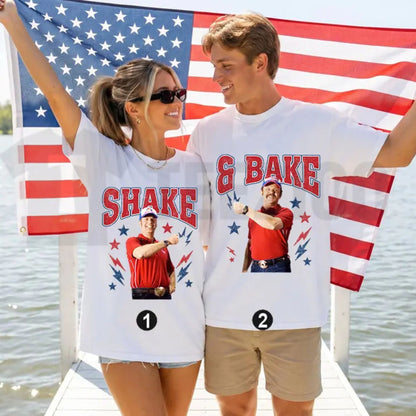 Shake and Bake 4th of July Funny Matching Couples Independence Day T-Shirt - Teezioo