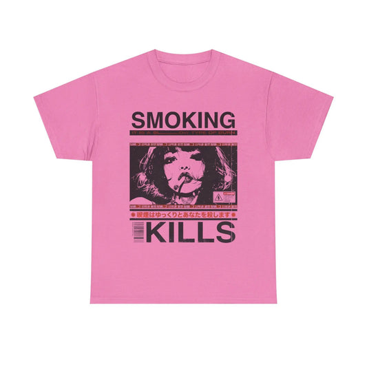 "Smoking Kills" Manga Style T-Shirt – Retro Anime Aesthetic Graphic Tee, Unisex Cotton Shirt - Teezioo
