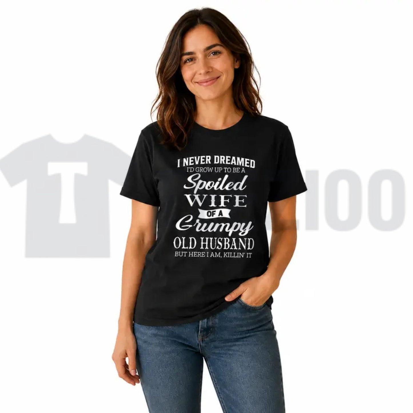 Spoiled Wife Of A Grumpy Old Husband Tee – Funny Couple Humor Shirt - Teezioo
