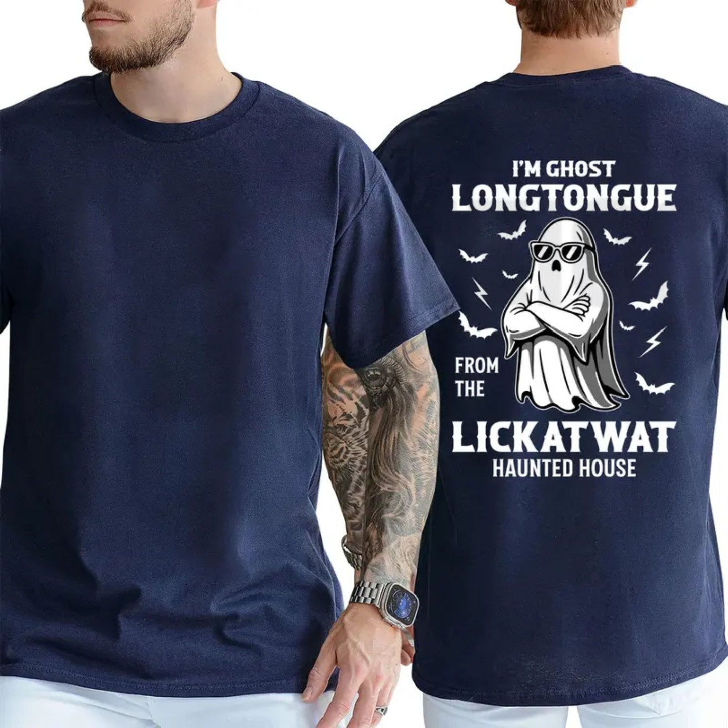 Spooky Halloween Haunted House Top – Ghost Longtongue Funny Graphic Apparel - Teezioo