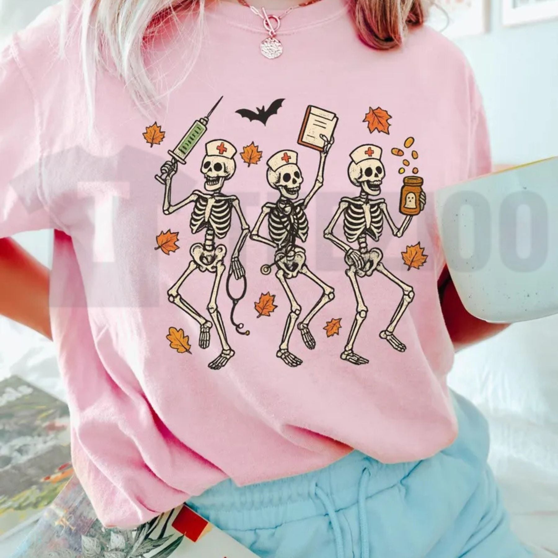 Spooky Season Nurse Skeleton Comfort Colors Shirt – Halloween RN Fall Tee - Teezioo