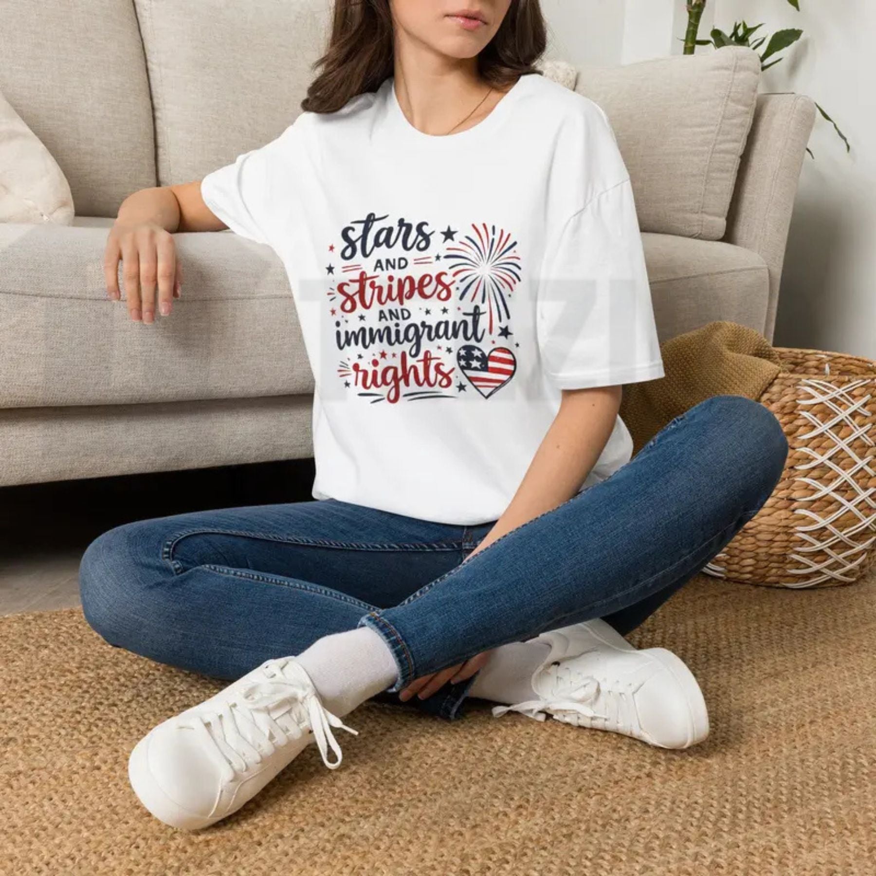 Stars and Stripes Immigrant Rights Patriotic 4th of July T-Shirt - Teezioo