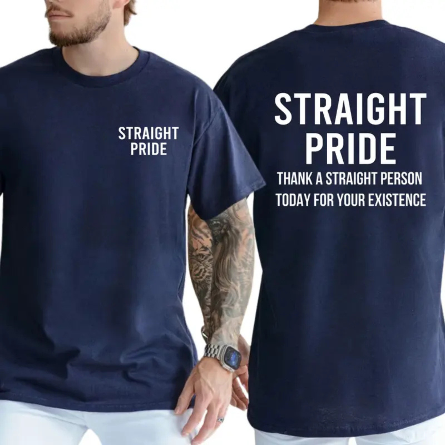 "Straight Pride" Sarcastic Tee – "Thank A Straight Person" Graphic Shirt - Teezioo