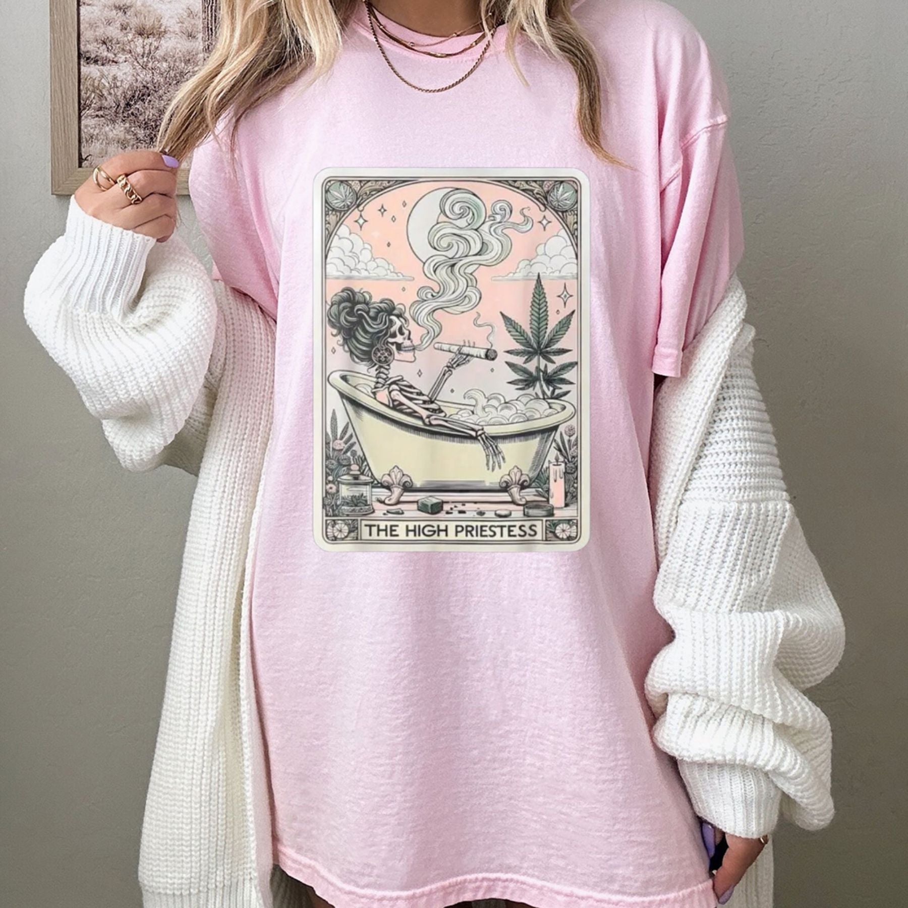 "The High Priestess" Mystic Skeleton Tarot T-Shirt – Funny Occult Graphic Tee, Premium 100% Cotton Tarot Card Legend Top, Made in USA - Teezioo