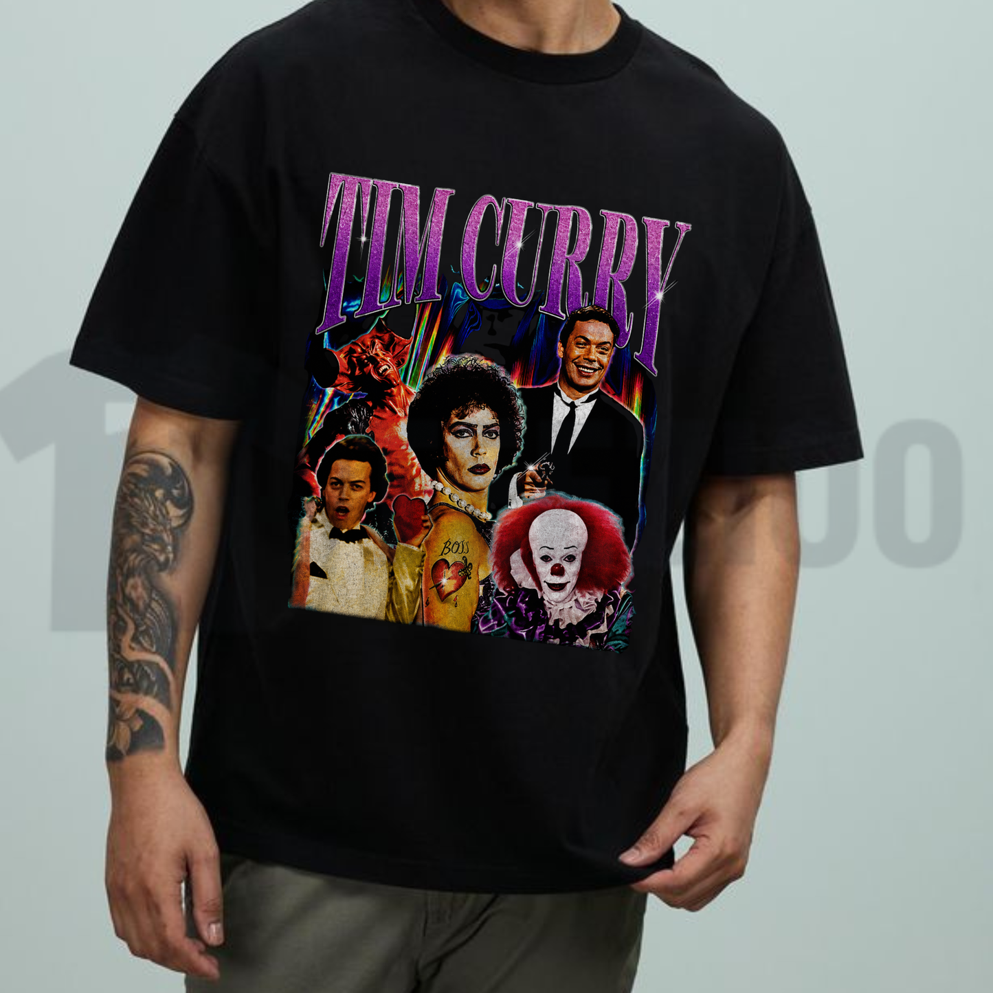 Vintage 90s Tim Curry Bootleg Graphic Shirt – Retro Actor Nostalgia Apparel - Teezioo
