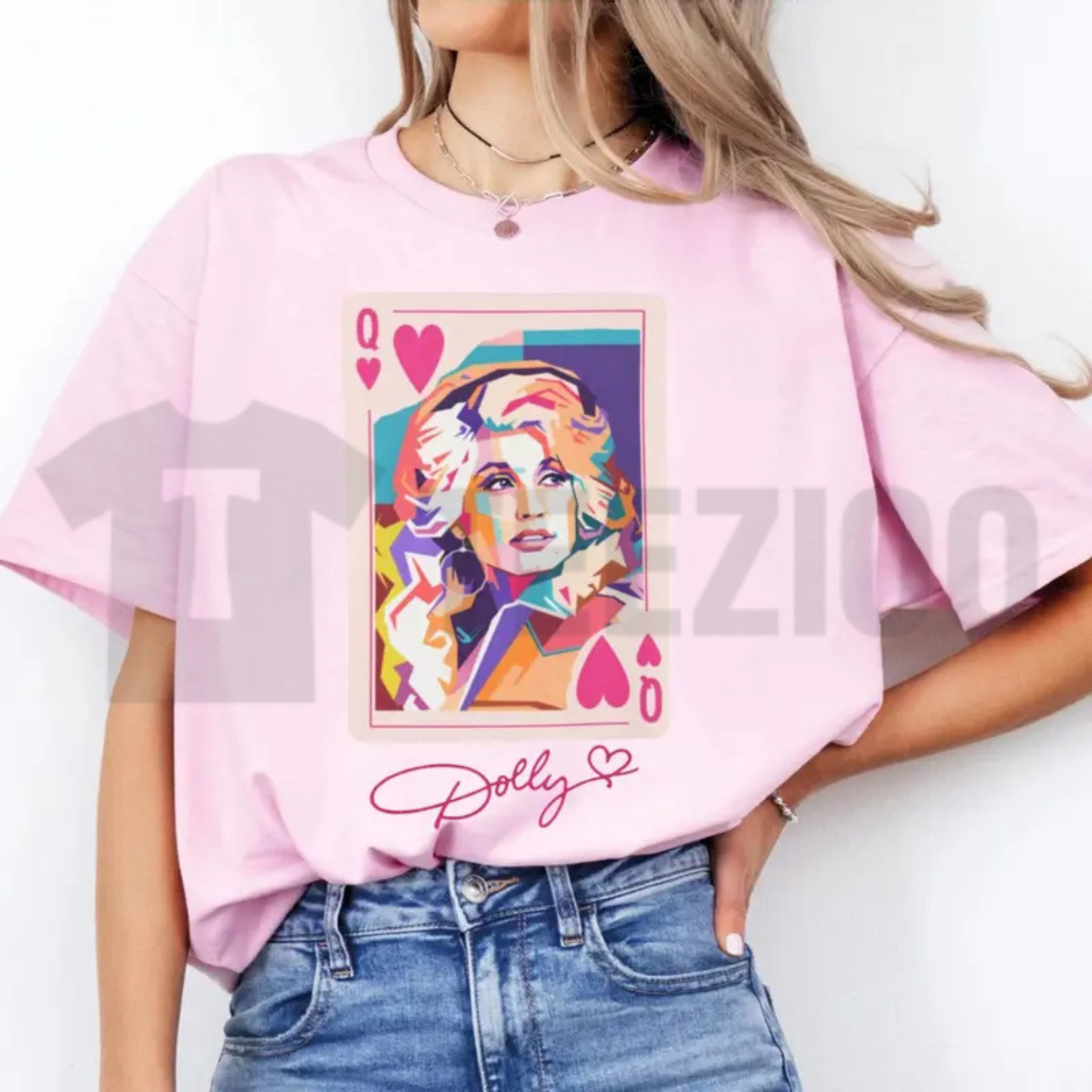 Vintage Country Music Legend Apparel – Retro Dolly Parton Queen Of Hearts Graphic Top - Teezioo