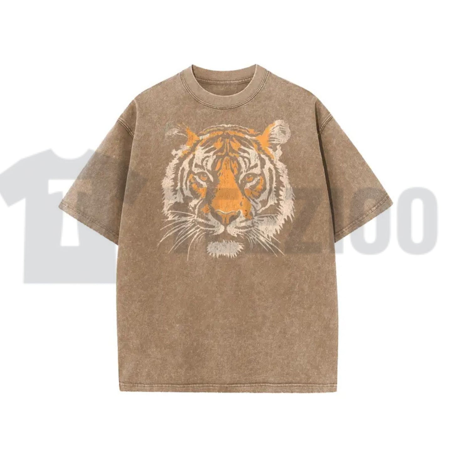 Vintage Tiger Graphic T-Shirt – Acid Washed Heavyweight Oversized Tee - Teezioo