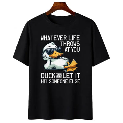 Whatever Life Throws At You Duck Shirt – Funny Sarcastic Quote Hoodie, Dark Humor Gift Sweatshirt, Aesthetic Weird Animal Top for Men & Women - Teezioo