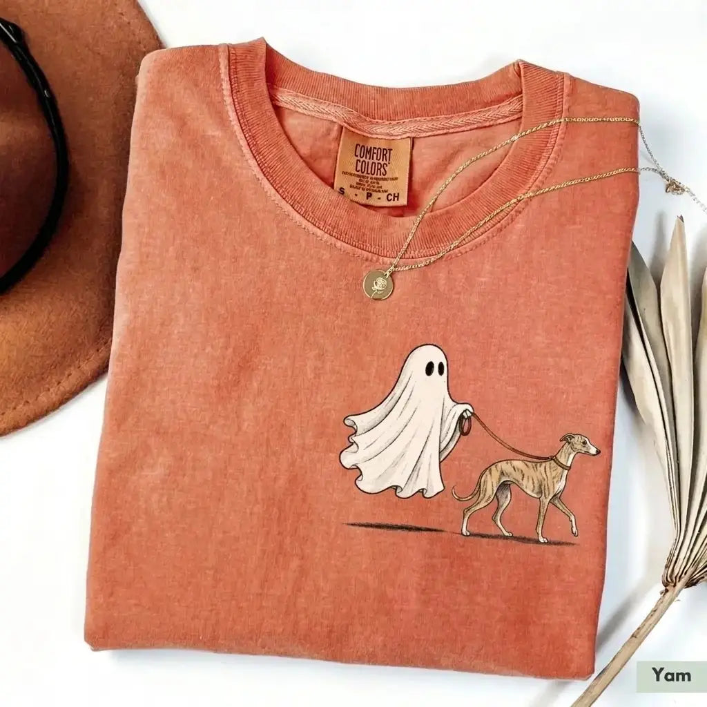 Custom Ghost Walking Dog Comfort Colors Shirt – Cute Halloween Pet Tee