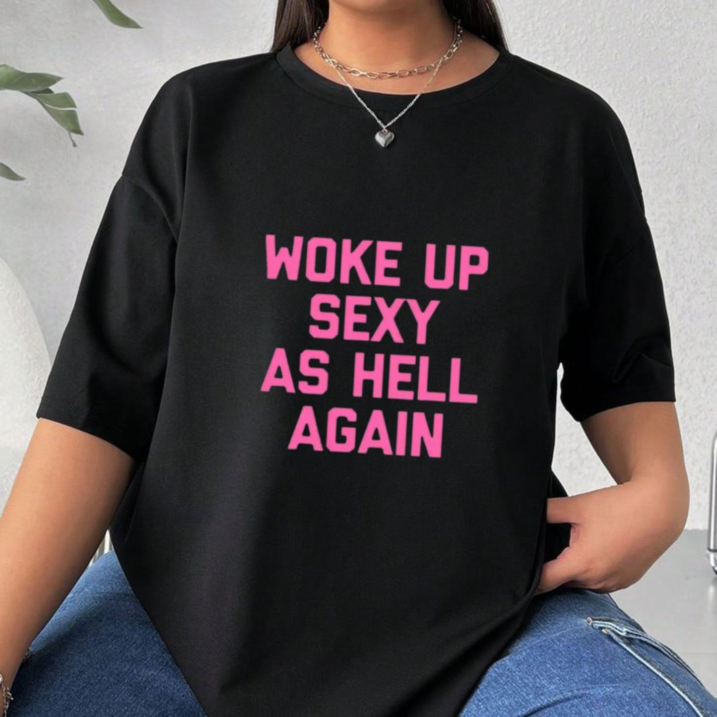 "Woke Up As Hell" Funny Sarcastic Morning Mood T-Shirt – Urban Streetwear Aesthetic Graphic Top for Coffee Lovers & Late Sleepers - Teezioo