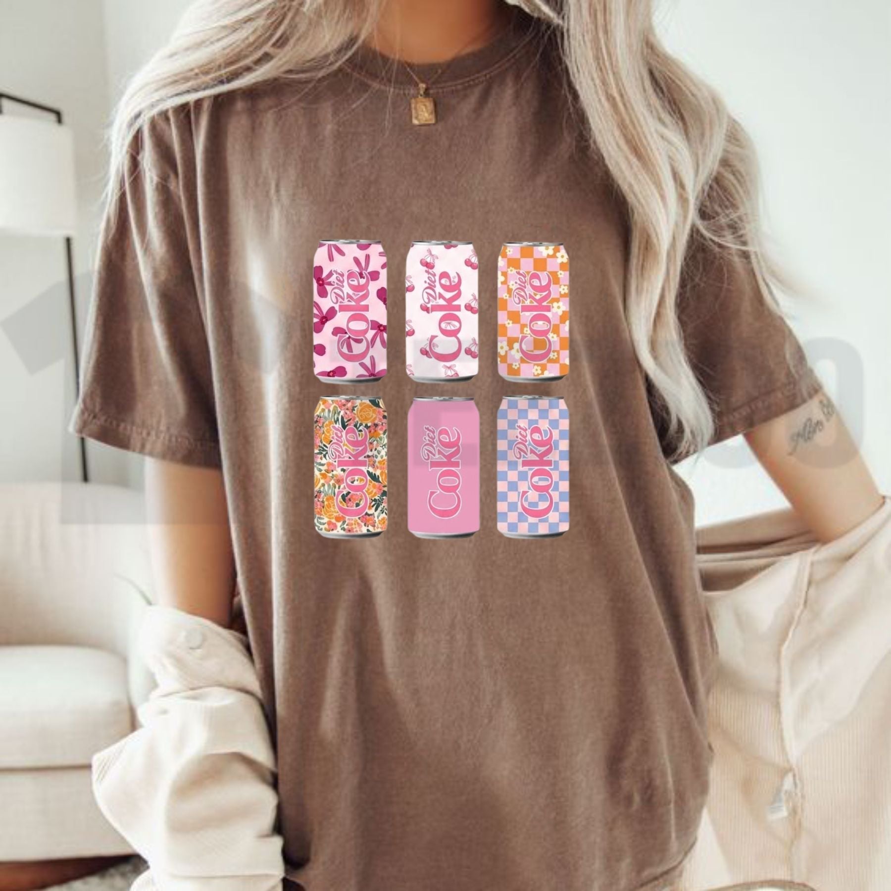 Womens Diet Soda Graphic Top Retro Summer Casual T-Shirt - Teezioo