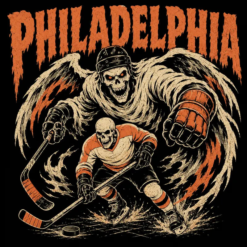 USA 32 Teams Ice Hockey Skull Vintage Sweatshirt - 90s Game Day Crewneck