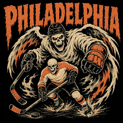 USA 32 Teams Ice Hockey Skull Vintage Sweatshirt - 90s Game Day Crewneck