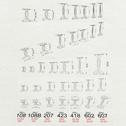 Table Legs 423 Curva 28.2" H Dining Furniture Legs