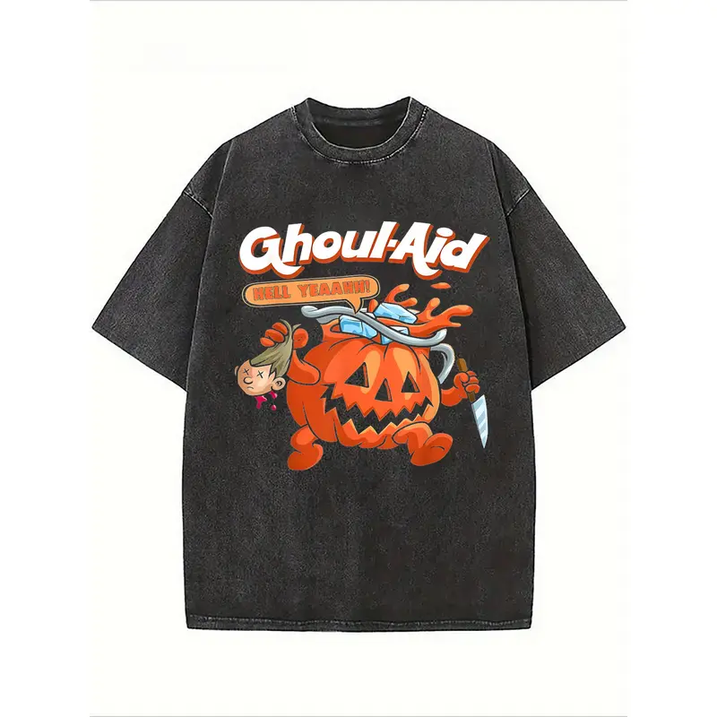 Halloween Ghoul Aid Pumpkin Shirt - Retro Spooky Season Parody Graphic Tee