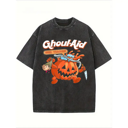 Halloween Ghoul Aid Pumpkin Shirt - Retro Spooky Season Parody Graphic Tee