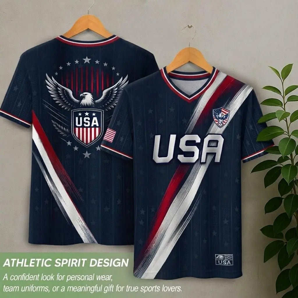USA 2026 V-Neck Soccer Fan Jersey – Retro Football