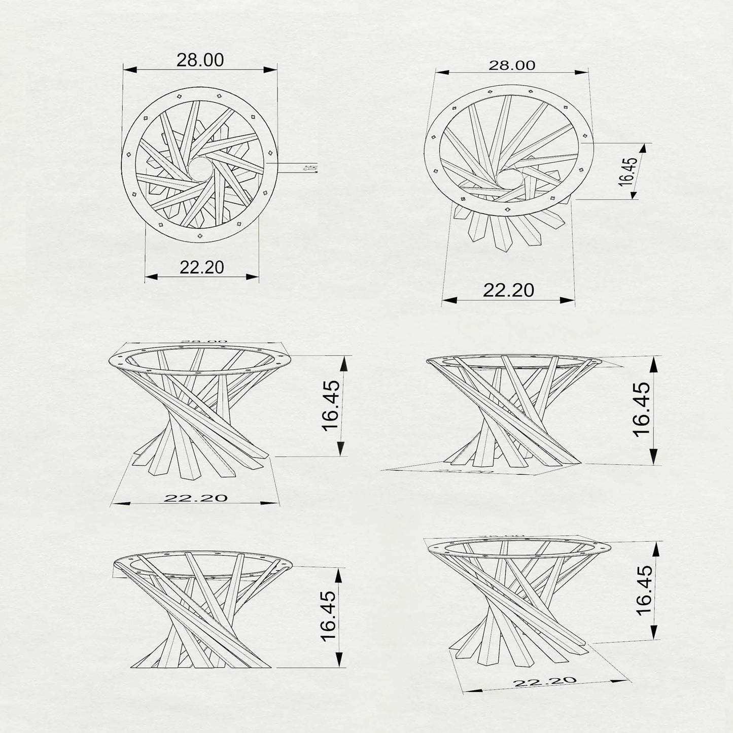 Coffee Table Base 226 Gold & Silver 16.5" H Handcrafted DIY Project