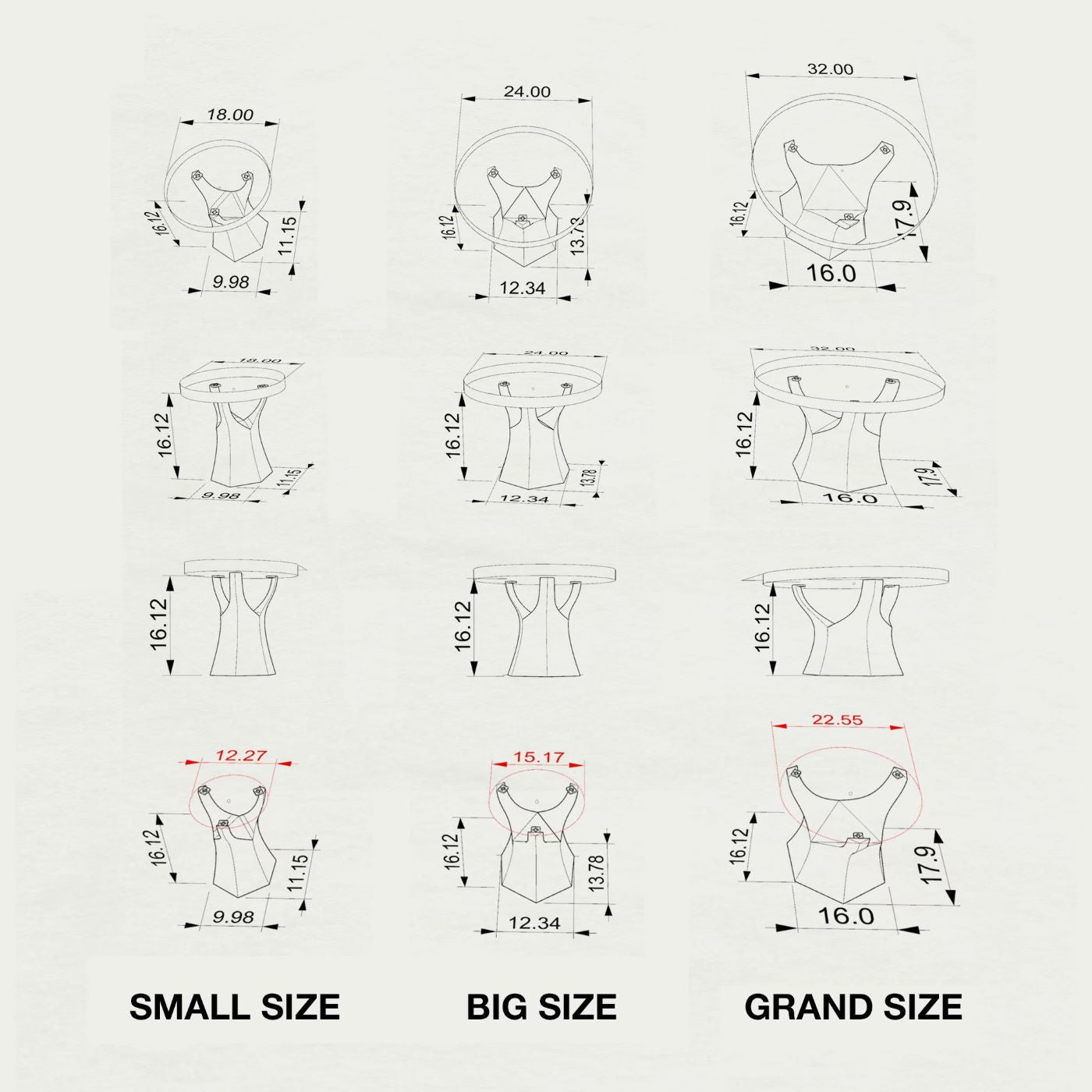 Coffee Table Base 106G Namu 16" H Handmade DIY Project