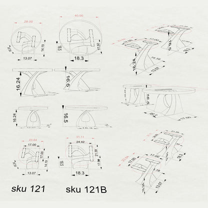 Coffee Table Base 121 Tulipe 16.2" H Mid-Century Modern Style