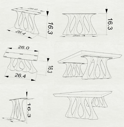 Coffee Table Legs 202 Radix 16.3" H for Live Edge Tabletop