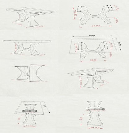 Coffee Table Base 208 Haru 16" H Handmade Furniture with Contemporary Style