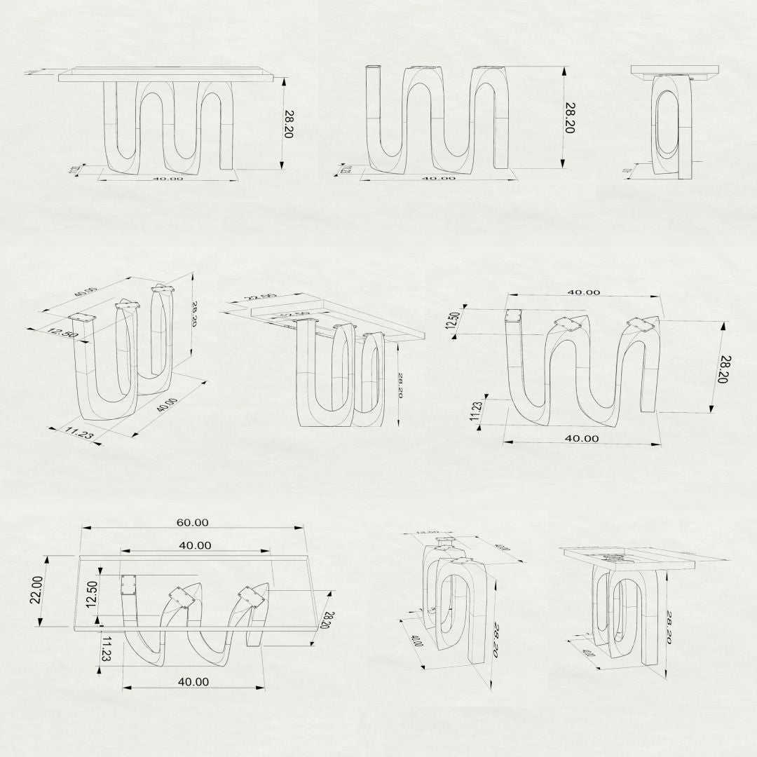 Console Table Base 320 CORA 28" H Metal Industrial Design Furniture