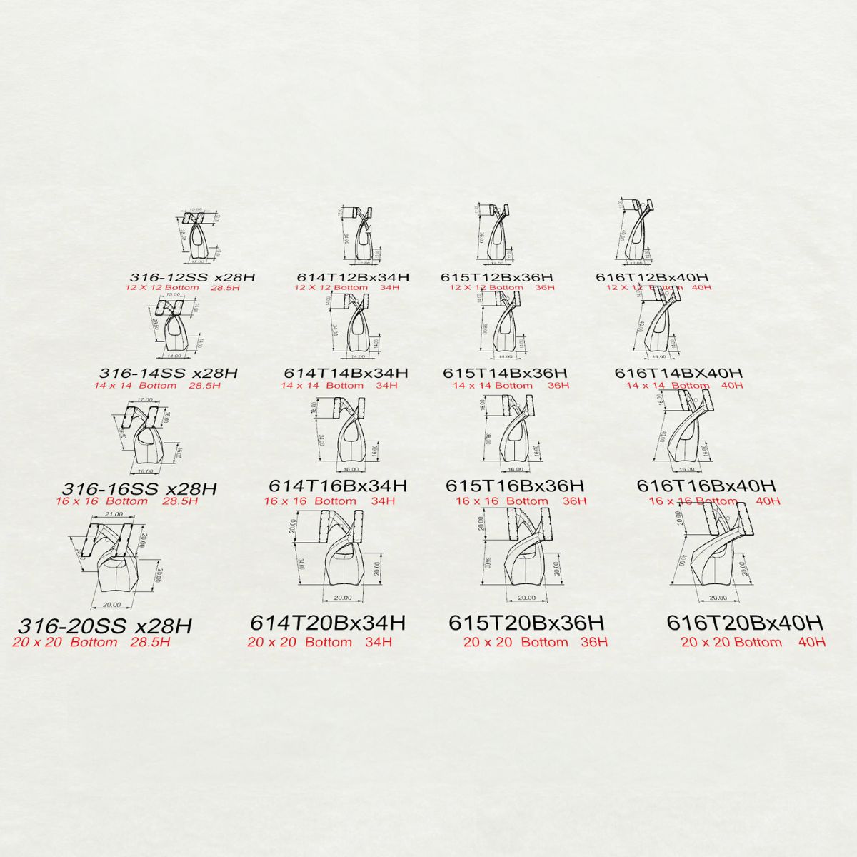 Counter & Bar Table Base 616 Tulipe 40" H Industrial Furniture