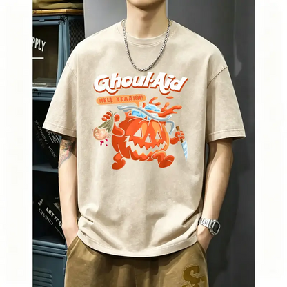 Halloween Ghoul Aid Pumpkin Shirt - Retro Spooky Season Parody Graphic Tee