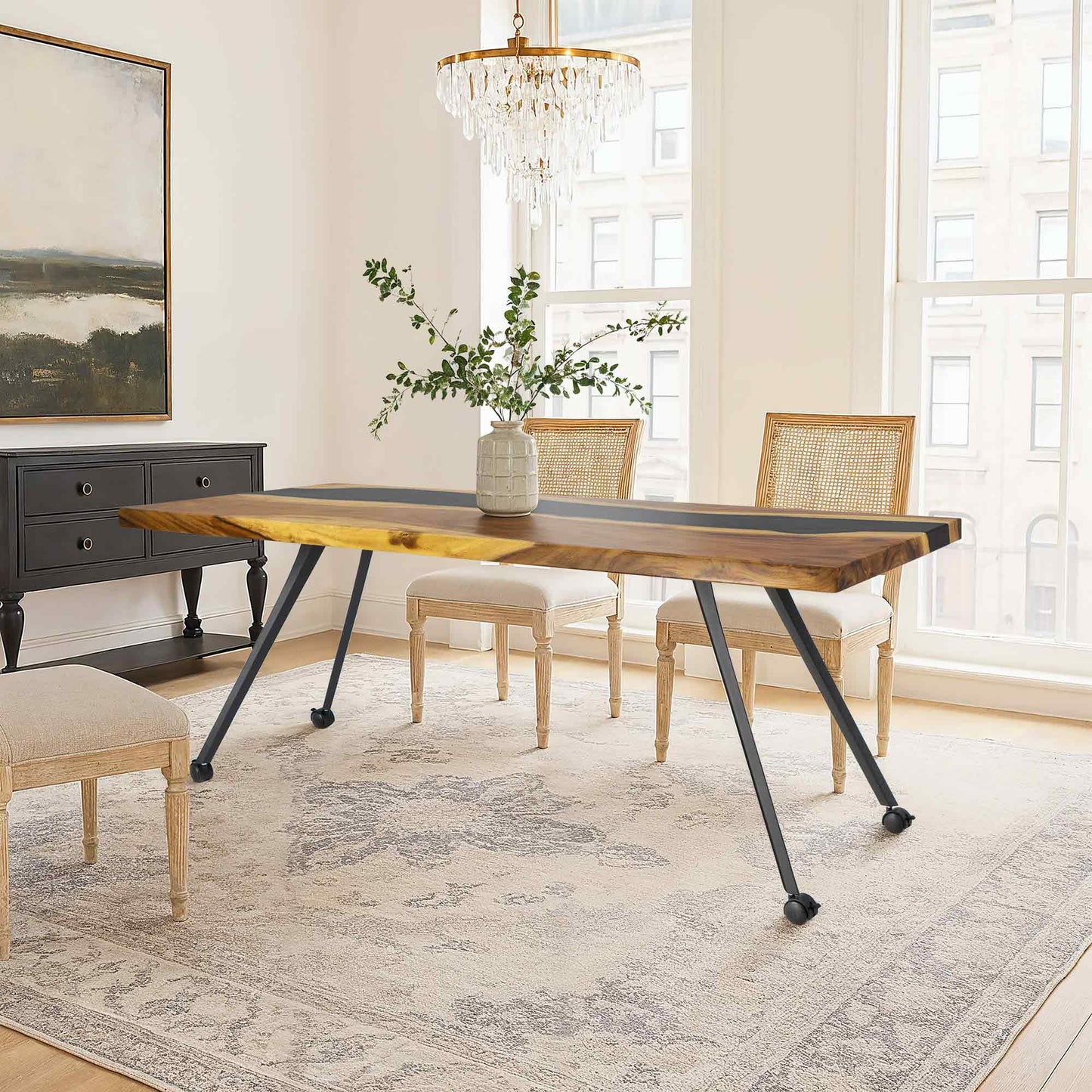 Dining Table Legs with Casters 450 Compa 28" H Industrial Style