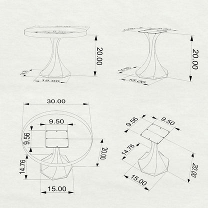 End Table Base 217 Lithe 20" H Minimalist Style