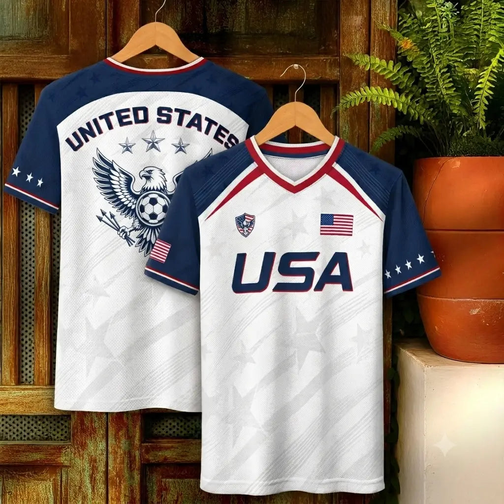USA 2026 V-Neck Soccer Fan Jersey – Retro Football