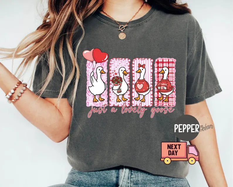"Just A Lovely Goose" Valentine Shirt – Funny Silly Goose Comfort Colors® Tee