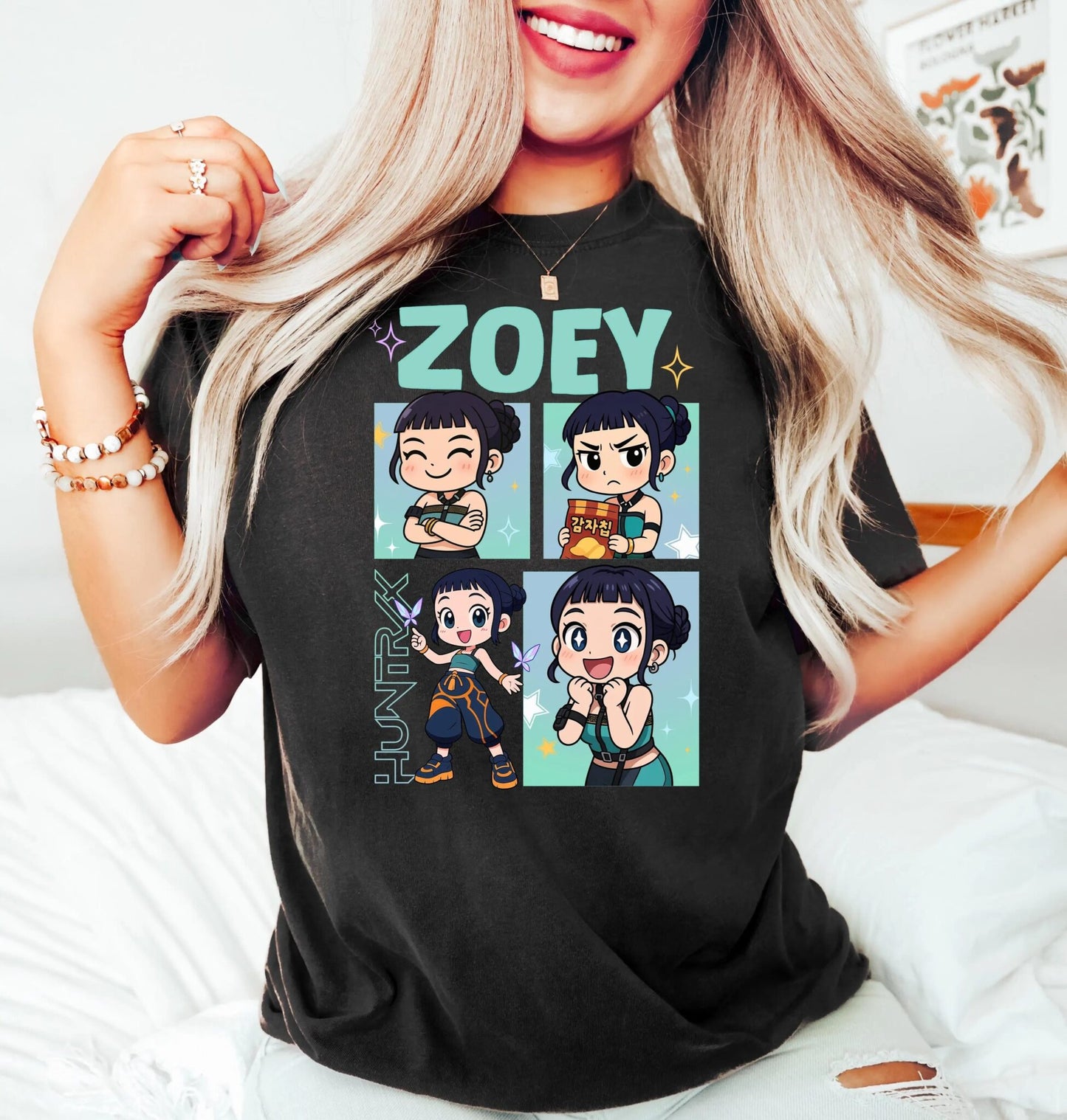 "Demon Hunter Zoey" Huntrix Fan Tee – Cute Chibi Anime Graphic Shirt