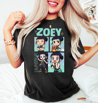 "Demon Hunter Zoey" Huntrix Fan Tee – Cute Chibi Anime Graphic Shirt