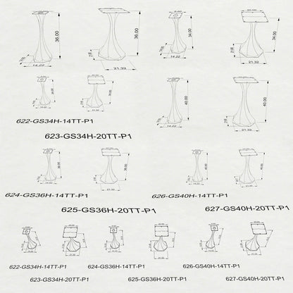 Counter Table Base 622/623 Lithe 34" H Mid-Century Style