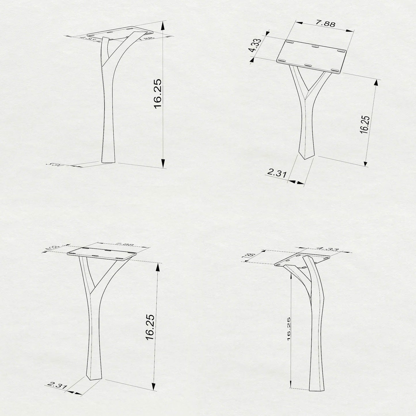 Bench Legs 118 Faras 16" H Modern Steel Furniture