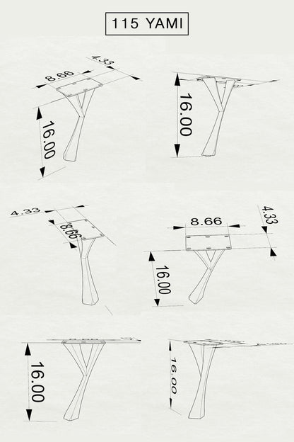 Bench Legs 115 Yami 16" H Mid-Century Modern Style