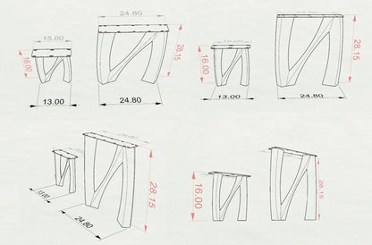 Bench Legs 104 Norah 16" H Mid-Century Modern Style