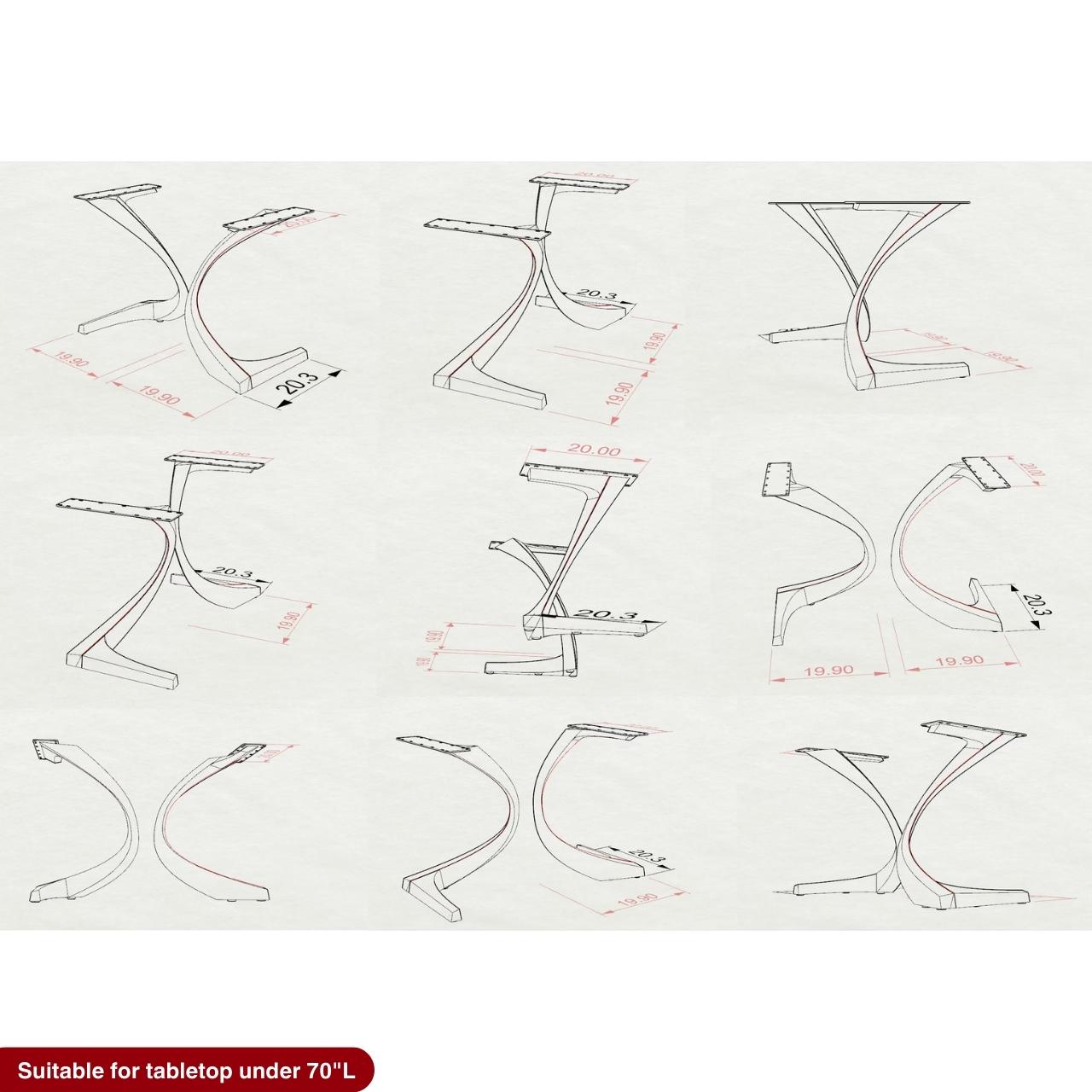 Table Base 315 Mamba 28" H Large Metal Pedestals
