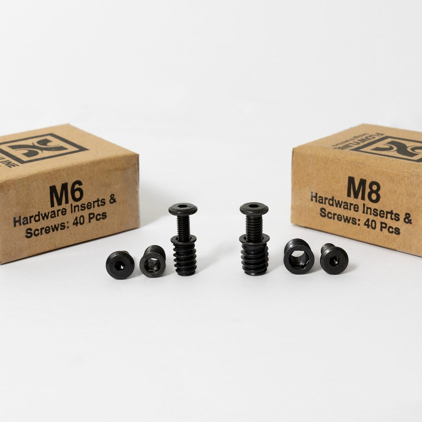 Threaded Inserts And Bolts | Size M6 and M8 | 20 Sets | Table Leg Hardware